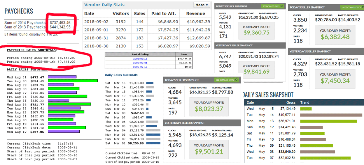 Earnings screenshots